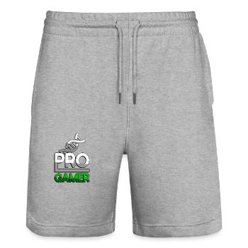 PRO GAMER (Grün) + DNA - Gaming - Stanley/Stella Unisex Bio Joggingshorts Trainer  - Grau meliert - Vorne - Nik (191cm) & Marisol (170cm)