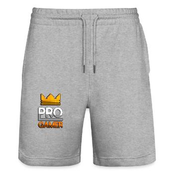 PRO GAMER (Orange) + King Crown - Gaming - Stanley/Stella Unisex Bio Joggingshorts Trainer  - Grau meliert - Vorne - Nik (191cm) & Marisol (170cm)