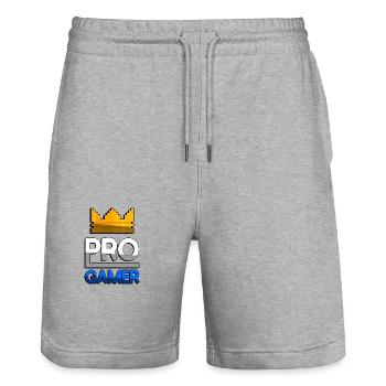 PRO GAMER (Blau) + King Crown - Gaming - Stanley/Stella Unisex Bio Joggingshorts Trainer  - Grau meliert - Vorne - Nik (191cm) & Marisol (170cm)