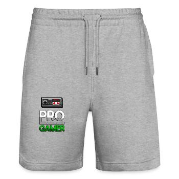 PRO GAMER (Grün) + NES Controller - Gaming - Stanley/Stella Unisex Bio Joggingshorts Trainer  - Grau meliert - Vorne - Nik (191cm) & Marisol (170cm)