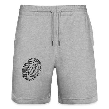 Zahnrad Maschinen Bauteil Design - Stanley/Stella Unisex Bio Joggingshorts Trainer  - Grau meliert - Vorne - Nik (191cm) & Marisol (170cm)