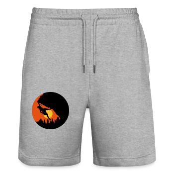 Sun Evening Climbing Silhouette - Stanley/Stella Trainer Unisex Organic Jogging Shorts - heather grey - Front - Nik (191cm) & Marisol (170cm)