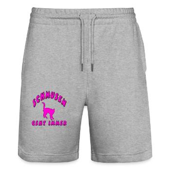 Katze - Stanley/Stella Unisex Bio Joggingshorts Trainer  - Grau meliert - Vorne - Nik (191cm) & Marisol (170cm)