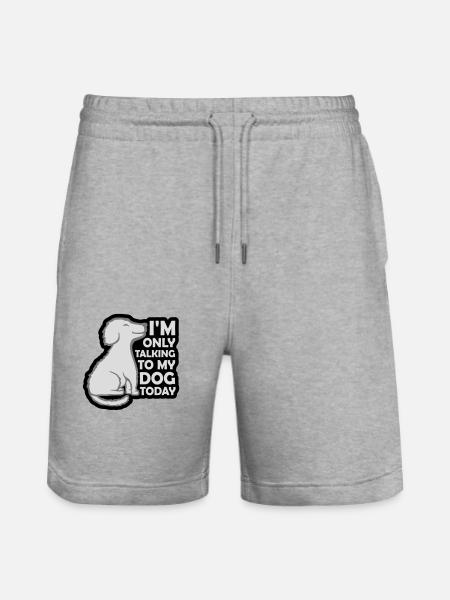 only talking to dog - Stanley/Stella Trainer Unisex Organic Jogging Shorts - heather grey