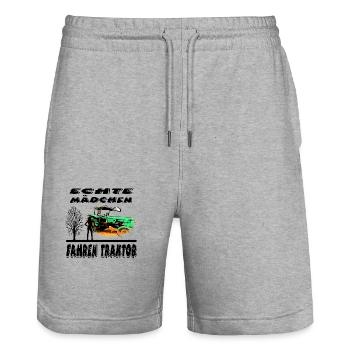 Traktor - Stanley/Stella Unisex Bio Joggingshorts Trainer  - Grau meliert - Vorne - Nik (191cm) & Marisol (170cm)