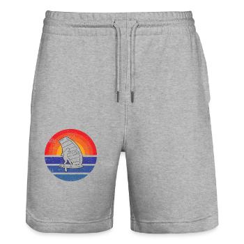 Windsurf Planche à voile Surf Cadeau Kitesurfer - Short de jogging bio TRAINER Stanley/Stella unisexe - gris chiné - Devant - Nik (191cm) & Marisol (170cm)