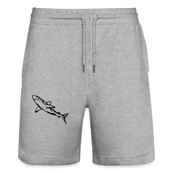 Élégant requin d’eau profonde - Short de jogging bio TRAINER Stanley/Stella unisexe - gris chiné - Devant - Nik (191cm) & Marisol (170cm)