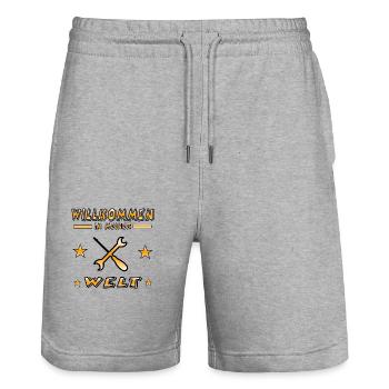 Auto - Stanley/Stella Unisex Bio Joggingshorts Trainer  - Grau meliert - Vorne - Nik (191cm) & Marisol (170cm)
