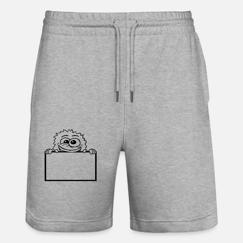 Comic Monster hinter Mauer - Stanley/Stella Unisex Bio Joggingshorts Trainer  - Grau meliert