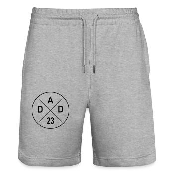 Dad 23 - Stanley/Stella Unisex Bio Joggingshorts Trainer  - Grau meliert - Vorne - Nik (191cm) & Marisol (170cm)