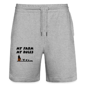 Farm - Stanley/Stella Trainer Unisex Organic Jogging Shorts - heather grey - Front - Nik (191cm) & Marisol (170cm)