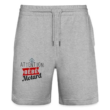 Attention Bébé Motard - Short de jogging bio TRAINER Stanley/Stella unisexe - gris chiné - Devant - Nik (191cm) & Marisol (170cm)