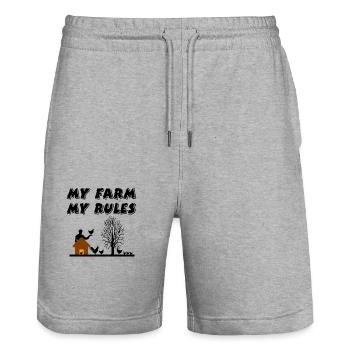 Farm - Stanley/Stella Trainer Unisex Organic Jogging Shorts - heather grey - Front - Nik (191cm) & Marisol (170cm)