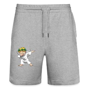 Christkind Weihnacht für Männer, Frauen und - Stanley/Stella Unisex Bio Joggingshorts Trainer  - Grau meliert - Vorne - Nik (191cm) & Marisol (170cm)
