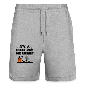 Ferme - Short de jogging bio TRAINER Stanley/Stella unisexe - gris chiné - Devant - Nik (191cm) & Marisol (170cm)
