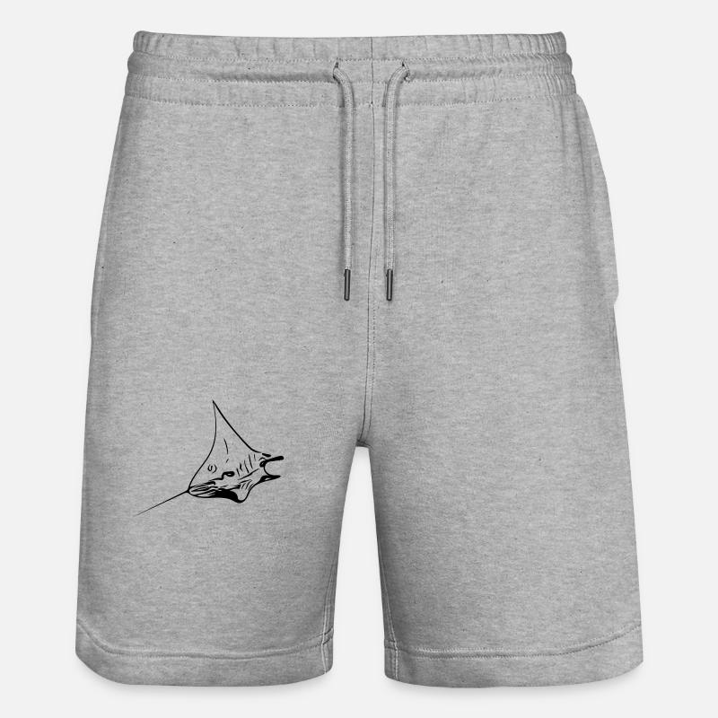 Eleganter Mantarochen im Flug - Stanley/Stella Unisex Bio Joggingshorts Trainer - Grau meliert