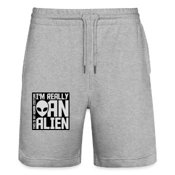 Citation extraterrestre de costume humain - Short de jogging bio TRAINER Stanley/Stella unisexe - gris chiné - Devant - Nik (191cm) & Marisol (170cm)