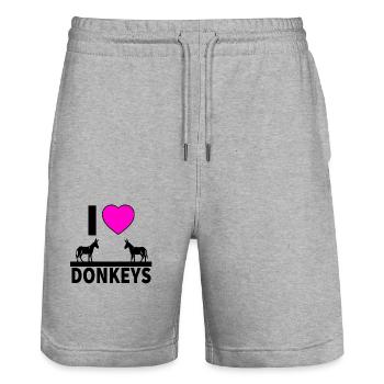 Âne - Short de jogging bio TRAINER Stanley/Stella unisexe - gris chiné - Devant - Nik (191cm) & Marisol (170cm)