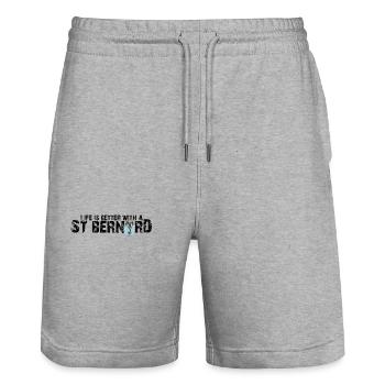 Bernhardiner - Stanley/Stella Unisex Bio Joggingshorts Trainer  - Grau meliert - Vorne - Nik (191cm) & Marisol (170cm)