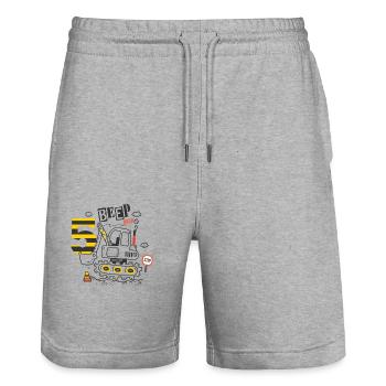 Birthday 5 Years Boy Excavator Construction Site - Stanley/Stella Trainer Unisex Organic Jogging Shorts - heather grey - Front - Nik (191cm) & Marisol (170cm)