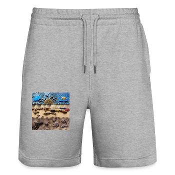 Sunny beach - Stanley/Stella Trainer Unisex Organic Jogging Shorts - heather grey - Front - Nik (191cm) & Marisol (170cm)