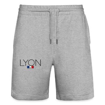 LYON FRANCE HOLIDAY SUMMER PARTY (b) - Stanley/Stella Trainer Unisex Organic Jogging Shorts - heather grey - Front - Nik (191cm) & Marisol (170cm)