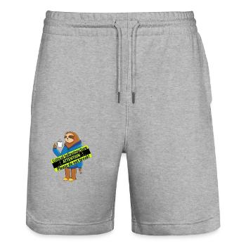 Kaffeebecher als Kritische Infrastruktur - Stanley/Stella Unisex Bio Joggingshorts Trainer  - Grau meliert - Vorne - Nik (191cm) & Marisol (170cm)