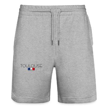 TOULOUSE FRANCE HOLIDAY SUMMER PARTY (b) - Stanley/Stella Trainer Unisex Organic Jogging Shorts - heather grey - Front - Nik (191cm) & Marisol (170cm)