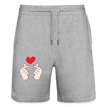 Cœurs de doigts 5 - Short de jogging bio TRAINER Stanley/Stella unisexe - gris chiné - Devant - Nik (191cm) & Marisol (170cm)