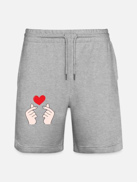 Finger hearts 5 - Stanley/Stella Trainer Unisex Organic Jogging Shorts - heather grey