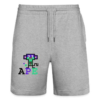 Crypto Ape 2 - Stanley/Stella Trainer Unisex Organic Jogging Shorts - heather grey - Front - Nik (191cm) & Marisol (170cm)