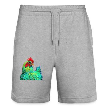 Pop Art Huhn Bauernhof Tiere Farbenfroh Natur - Stanley/Stella Unisex Bio Joggingshorts Trainer  - Grau meliert - Vorne - Nik (191cm) & Marisol (170cm)