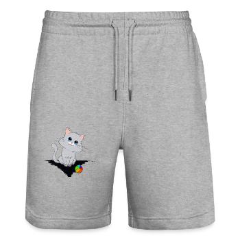 Kleines Kätzchen mit kleinem Ball - Stanley/Stella Unisex Bio Joggingshorts Trainer  - Grau meliert - Vorne - Nik (191cm) & Marisol (170cm)