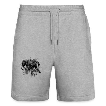 Cool fan motif ice hockey players in formation - Stanley/Stella Trainer Unisex Organic Jogging Shorts - heather grey - Front - Nik (191cm) & Marisol (170cm)