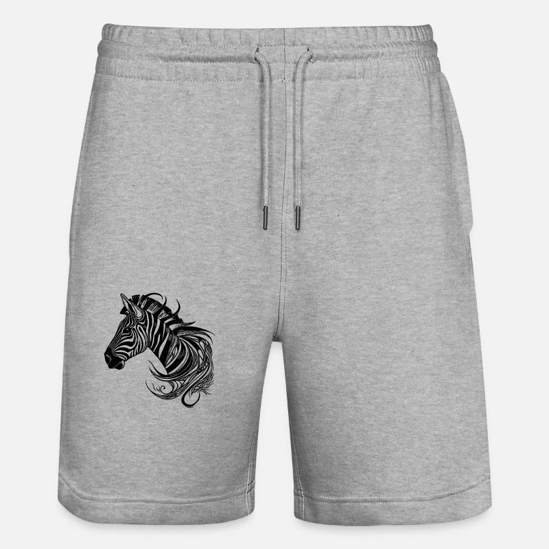 Wild Zebra Tattoo Style Lignes - Short de jogging bio TRAINER Stanley/Stella unisexe - gris chiné