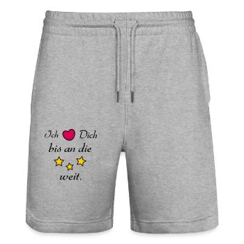 Ich liebe dich bis an die Sterne weit - Stanley/Stella Unisex Bio Joggingshorts Trainer  - Grau meliert - Vorne - Nik (191cm) & Marisol (170cm)