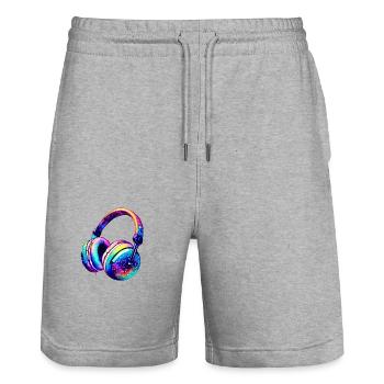 Kopfhörer Sänger Musik hören Gamer Gesang Musiker - Stanley/Stella Unisex Bio Joggingshorts Trainer  - Grau meliert - Vorne - Nik (191cm) & Marisol (170cm)