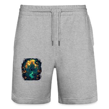 Halloween - Stanley/Stella Unisex Bio Joggingshorts Trainer  - Grau meliert - Vorne - Nik (191cm) & Marisol (170cm)