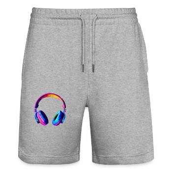 Casque Écouter de la musique Musicien chantant Gamer Singer - Short de jogging bio TRAINER Stanley/Stella unisexe - gris chiné - Devant - Nik (191cm) & Marisol (170cm)