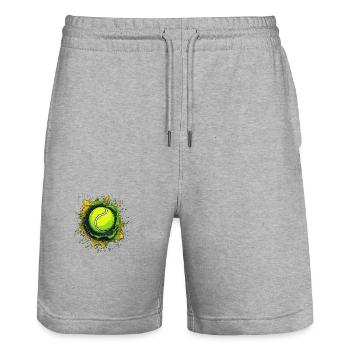 Tennis ball - Stanley/Stella Trainer Unisex Organic Jogging Shorts - heather grey - Front - Nik (191cm) & Marisol (170cm)