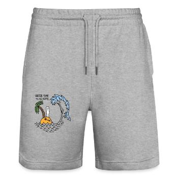 Le temps de l’eau pour être en vie - Short de jogging bio TRAINER Stanley/Stella unisexe - gris chiné - Devant - Nik (191cm) & Marisol (170cm)