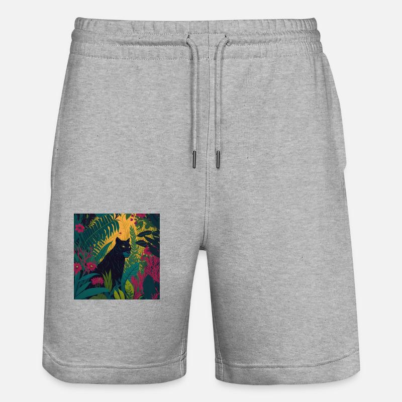 Jungle de la panthère noire - Short de jogging bio TRAINER Stanley/Stella unisexe - gris chiné