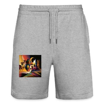 The Bauhaus Legacy - Stanley/Stella Unisex Bio Joggingshorts Trainer  - Grau meliert - Vorne - Nik (191cm) & Marisol (170cm)