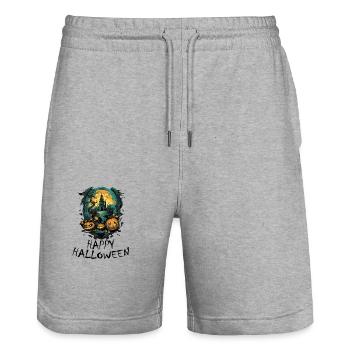 Halloween - Happy Halloween - Stanley/Stella Unisex Bio Joggingshorts Trainer  - Grau meliert - Vorne - Nik (191cm) & Marisol (170cm)