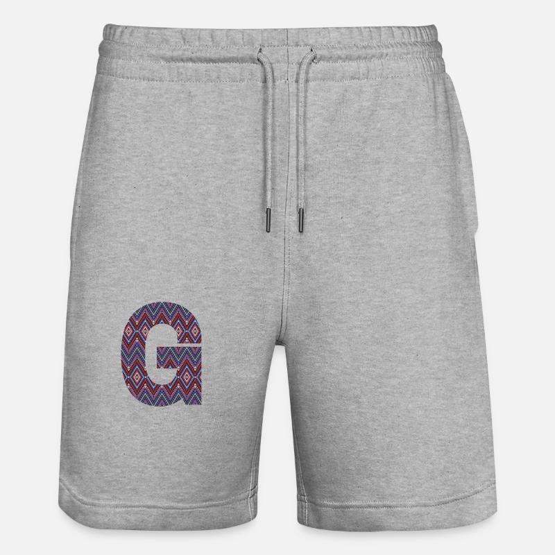 Monogram Letter G- geometric pattern - Stanley/Stella Trainer Unisex Organic Jogging Shorts - heather grey