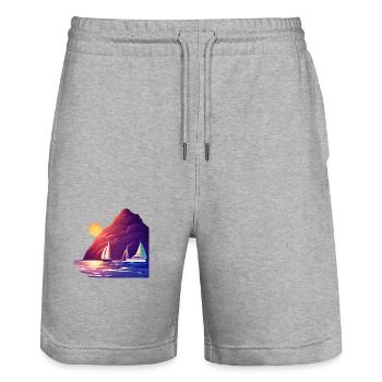 Sailing Sailboat Sailing Sailing Sailing Ship - Stanley/Stella Trainer Unisex Organic Jogging Shorts - heather grey - Front - Nik (191cm) & Marisol (170cm)