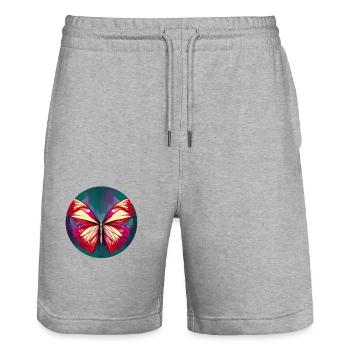 Abstract Butterfly - Illustration - Short de jogging bio TRAINER Stanley/Stella unisexe - gris chiné - Devant - Nik (191cm) & Marisol (170cm)