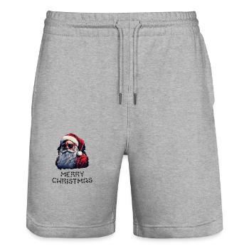 Santa Claus - Marry Christmas - Stanley/Stella Trainer Unisex Organic Jogging Shorts - heather grey - Front - Nik (191cm) & Marisol (170cm)