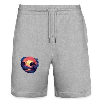 Landscape - Stanley/Stella Trainer Unisex Organic Jogging Shorts - heather grey - Front - Nik (191cm) & Marisol (170cm)