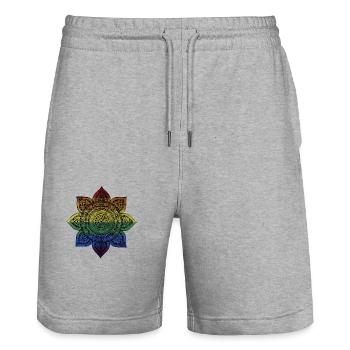 Mandala - Short de jogging bio TRAINER Stanley/Stella unisexe - gris chiné - Devant - Nik (191cm) & Marisol (170cm)